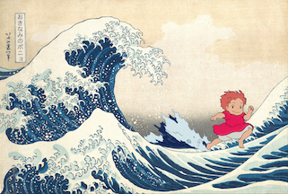 Mashup of Hokusai wave and Ponyo